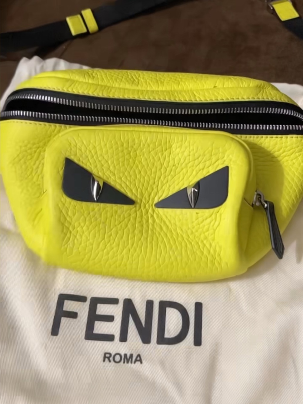 Fendi Yellow Eye Design Belt Bag Crossbody Unisex Never Worn Authentic